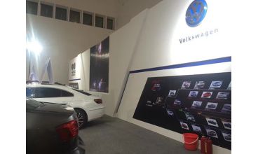 一汽大众车展木任搭建造型背景板